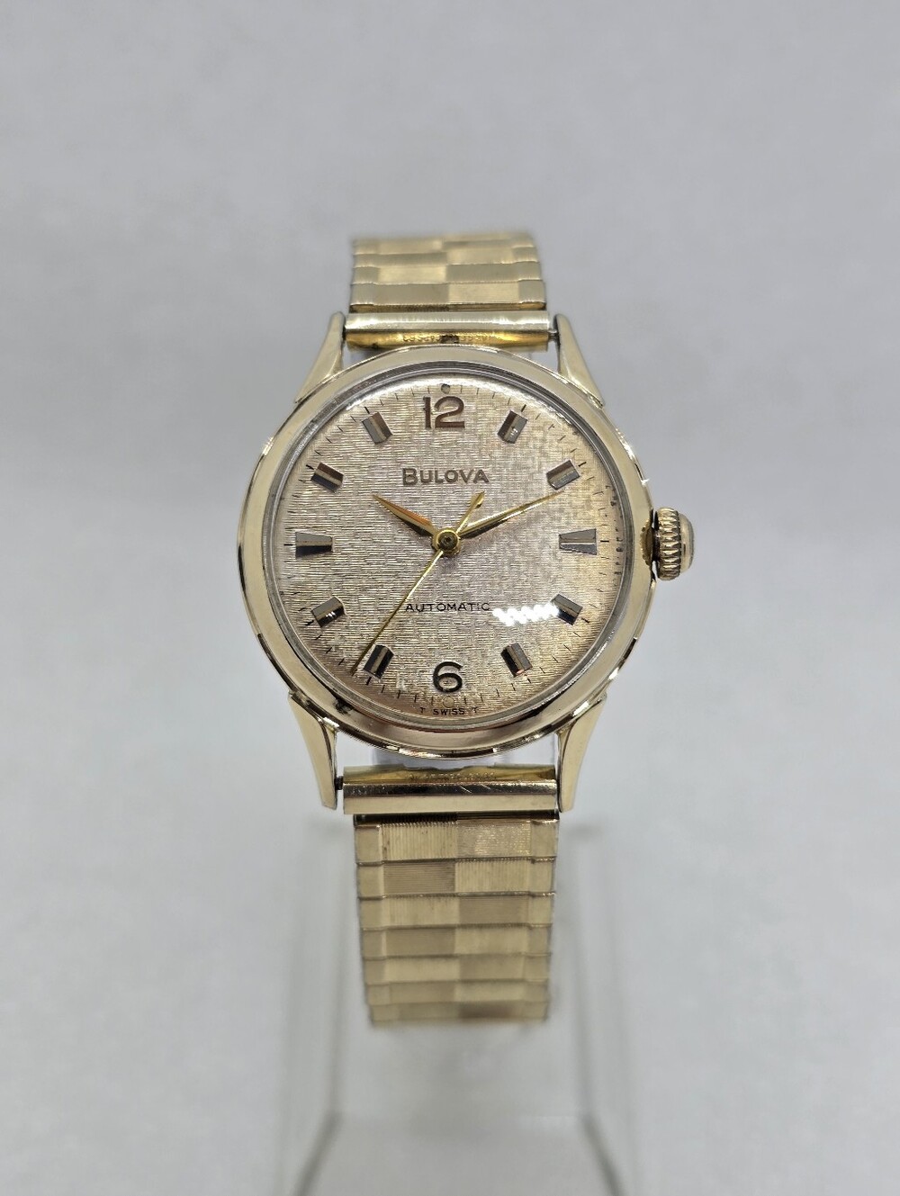 Vintage 1955 Bulova Men 23 Jewel 10k gold RGP w/A Vtg. 10k Gold (RGP) Flex Band